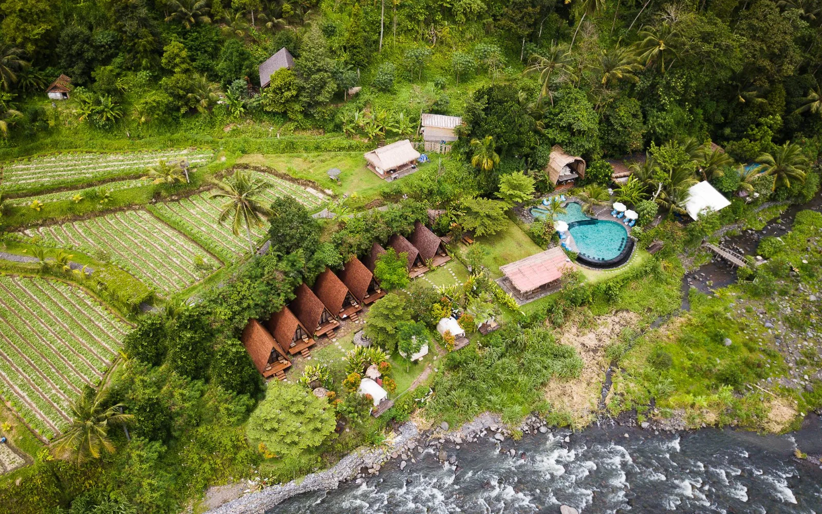 Natural River Infinity Pool at Natya River Sidemen